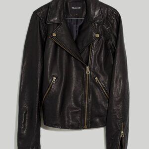 Madewell Washed Leather Motorcycle Jacket: Brass Hardware Edition